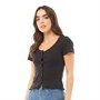 Brave Soul Womens Zelly Button Through T-Shirt Black