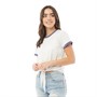 Brave Soul Womens Erika Knot Front T-Shirt White/Gray Blue