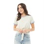 Brave Soul Womens Erika Knot Front T-Shirt Grey Marl/Serenity Blue