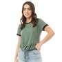 Brave Soul Womens Erika Knot Front T-Shirt Khaki/Black