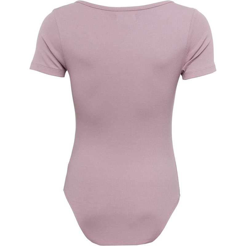 Brave Soul Womens Georgia V Neck Bodysuit Mauve