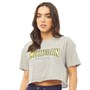 Brave Soul Womens Michelle Cropped Michegan T-Shirt Grey Marl
