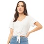 Brave Soul Womens Tyene Tie Front Crop Top White