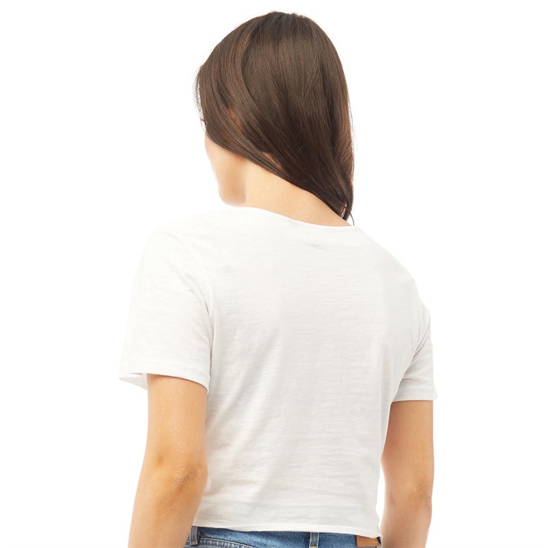 Brave Soul Womens Tyene Tie Front Crop Top White