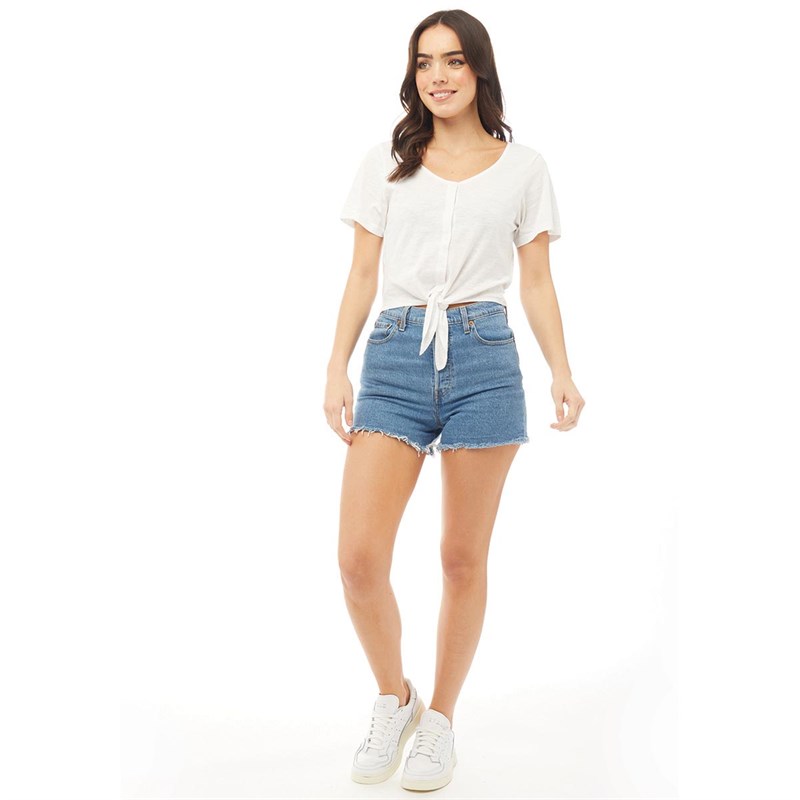 Brave Soul Womens Tyene Tie Front Crop Top White