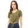 Brave Soul Womens Tyene Tire Front Crop Top Khaki