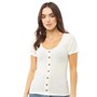 Brave Soul Womens Polly Scoop Neck T-Shirt Off White