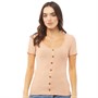 Brave Soul Womens Polly Scoop Neck T-Shirt Almond