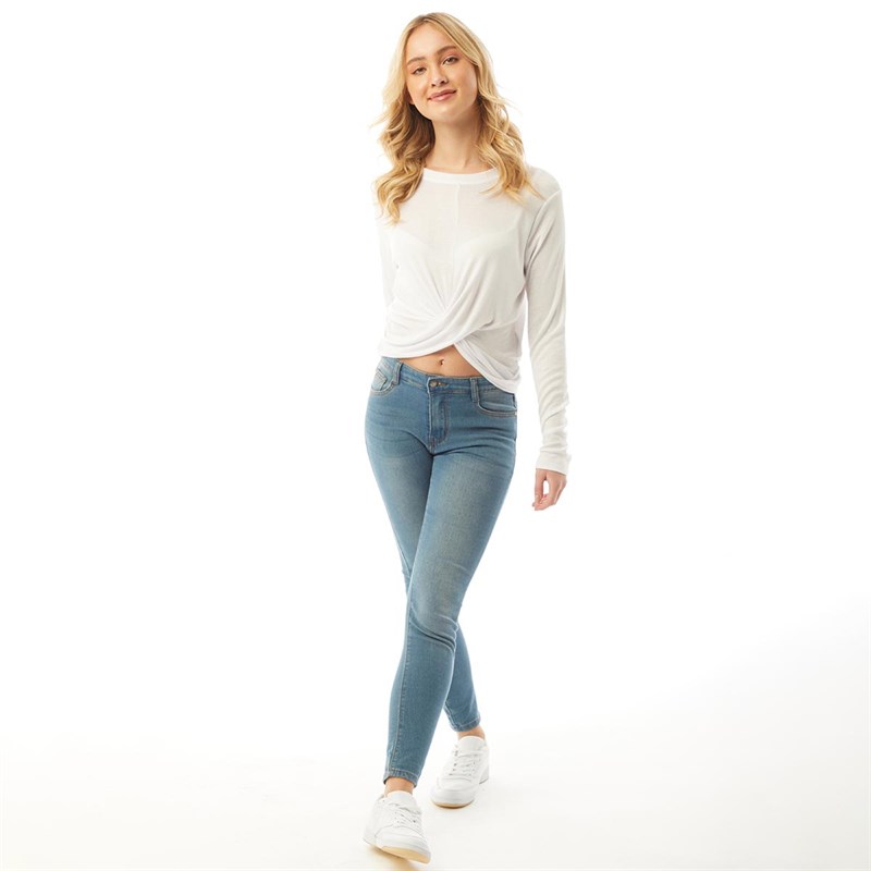 Brave Soul Womens Twisty Long Sleeve Top White