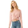 Brave Soul Damskie Twisty Top z Dlugim Rekawem Jasny Różowy