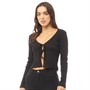 Brave Soul Womens Rita Long Sleeve Tie Top Black