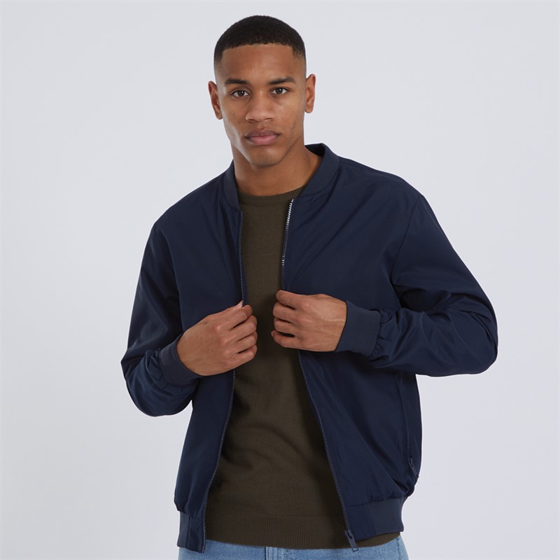 Brave Soul Mens Sanjay Bomber Jacket Navy