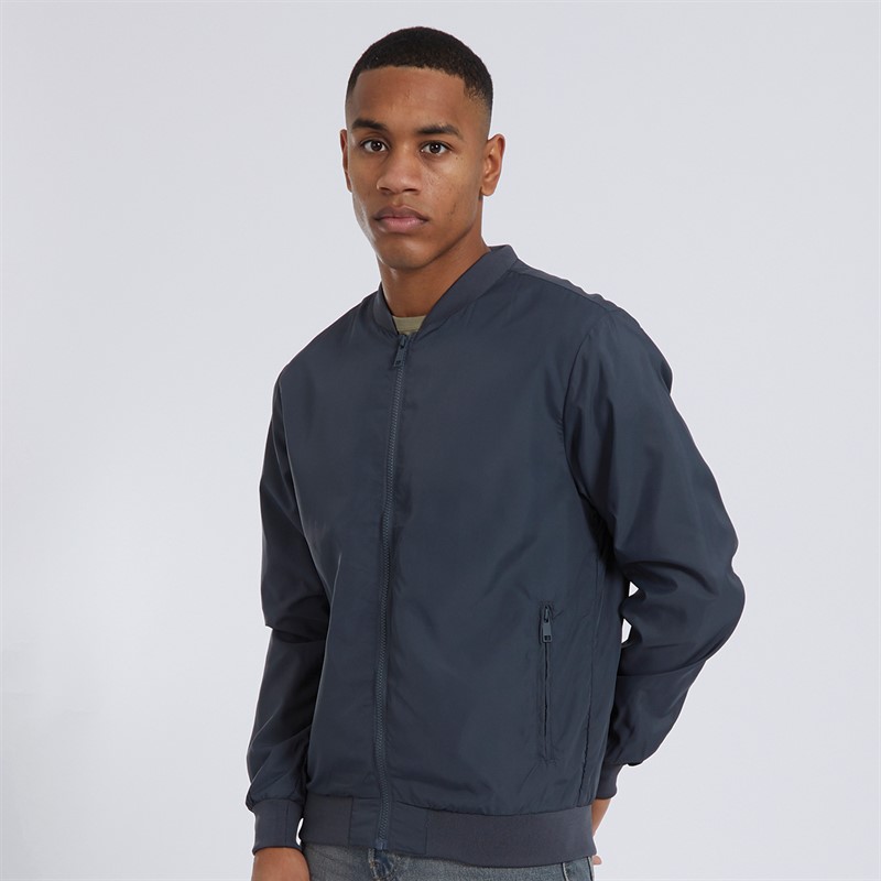 Brave Soul Mens Sanjay Bomber Jacket Charcoal