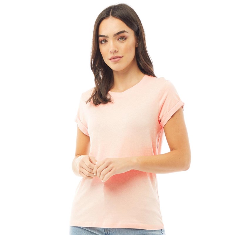 Brave Soul Womens Eleanor Roll Up Cuffed T-Shirt Summer Blossom