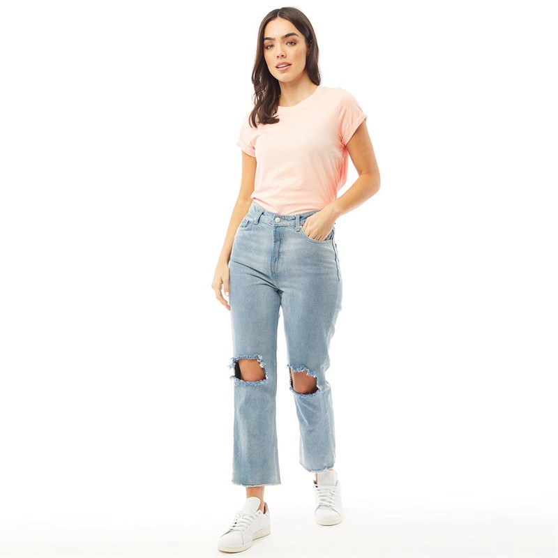 Brave Soul Womens Eleanor Roll Up Cuffed T-Shirt Summer Blossom