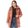 Brave Soul Womens Snowstars Quilted Long Length Puffer Jacket Rosewood