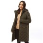Brave Soul Womens Iriana Long Length Quilted Puffer Jacket Dark Khaki
