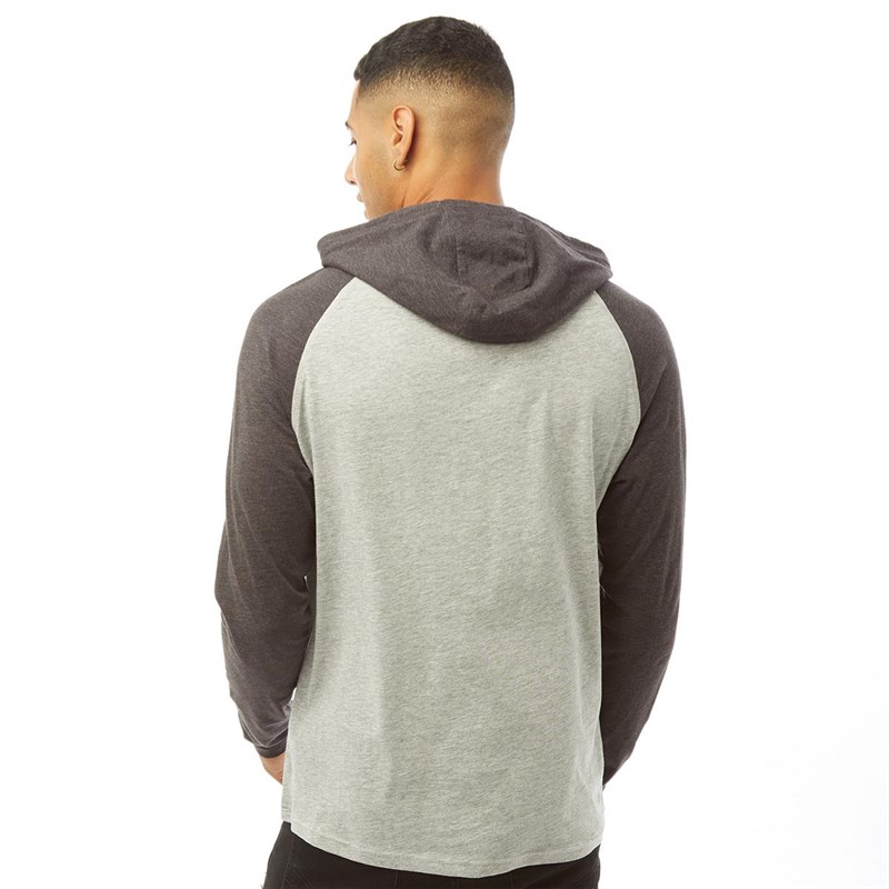 Buy Brave Soul Mens French Long Sleeve Top With Hood Light Grey Marl ...