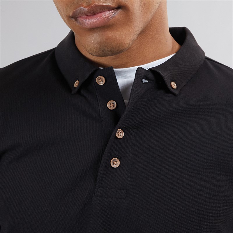 Brave Soul Polo à Manches Longues Centre Homme Noir