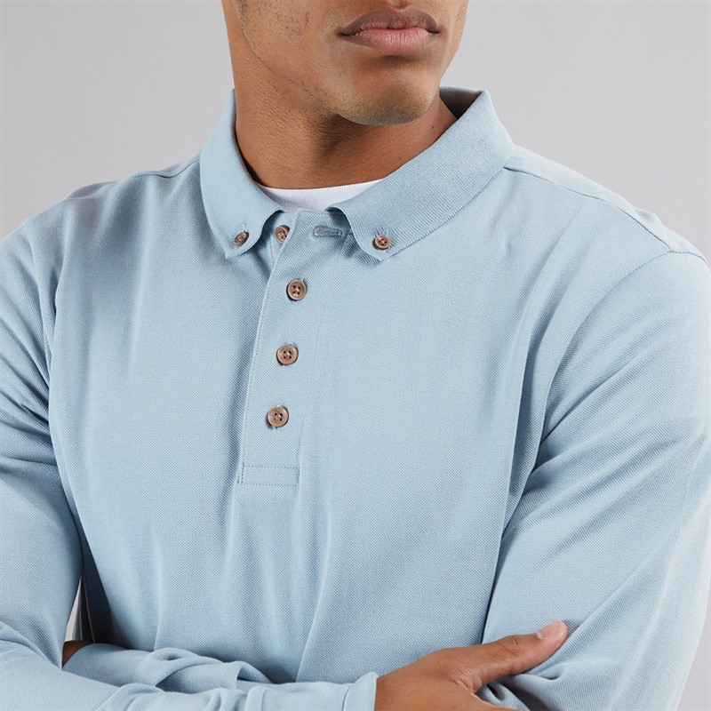 Brave Soul Polo à Manches Longues Centre Homme Bleu