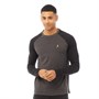 Brave Soul Herre Terence Langærmet Rundhals T-shirt Mørk Antracit Melange/Jet Sort