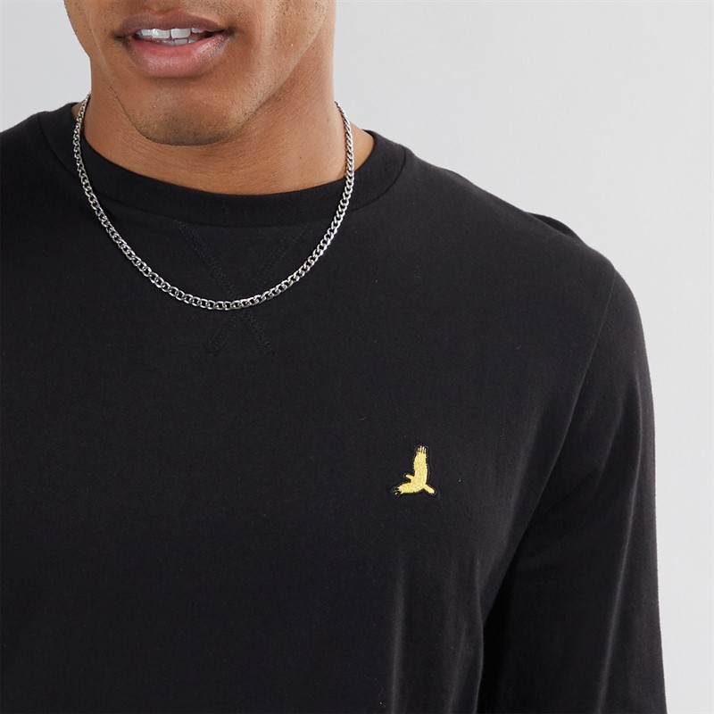 Brave Soul T-shirt à manches longues Franz col rond Homme Noir jet/marl anthracite Foncé