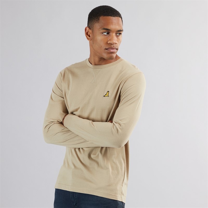 Brave Soul T-shirt à manches longues Homme Franzb col rond Gris/Kaki moyen