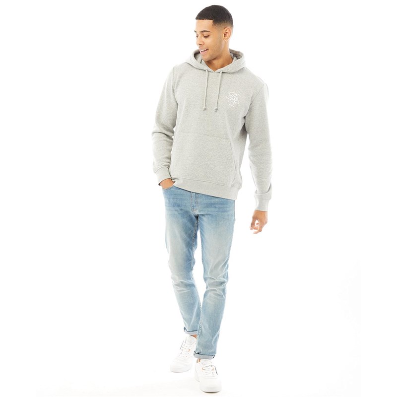 Brave Soul Mens Wizard Hoodie Light Grey Melange/White