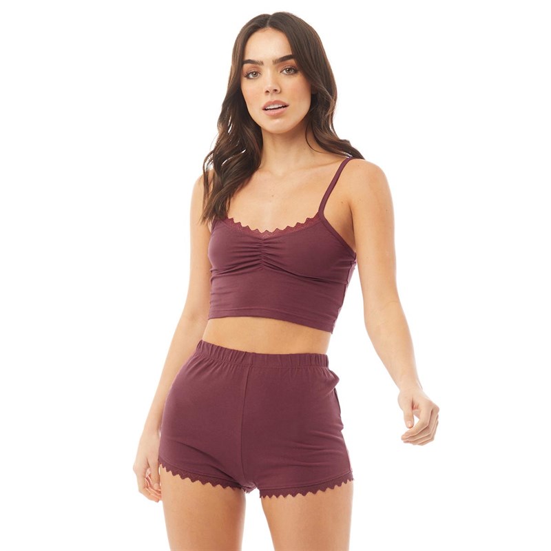 Brave Soul Womens Mia Lounge Set Burgundy