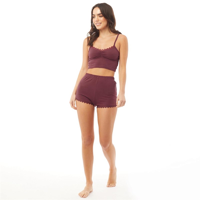 Brave Soul Womens Mia Lounge Set Burgundy