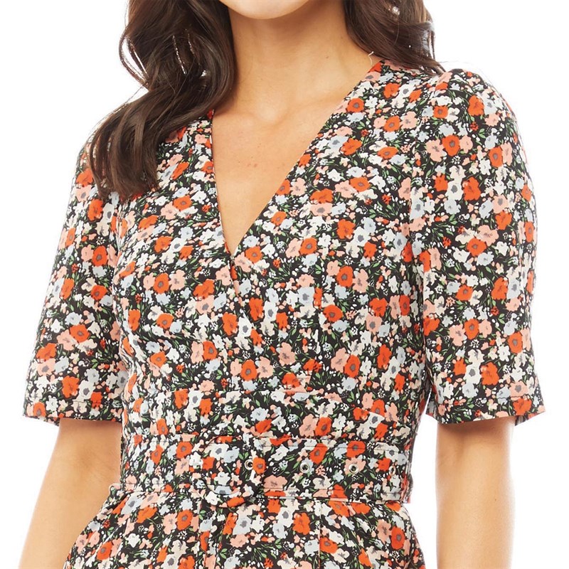 Brave Soul Womens Ellis Jumpsuit Black Floral Combo