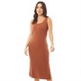 Brave Soul Womens Amalis Dress Tan Stripe