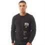 Brave Soul Mens Tech Crew Neck Sweatshirt Jet Black