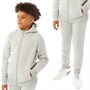 Brave Soul Boys Lanister Zip Hood Tracksuit Set Light Grey Marl