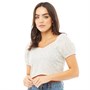 Brave Soul Womens Samantha Puff Sleeve Crop Top Cream/Black