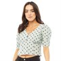 Brave Soul Womens Peggy Top Mint/Black Spot