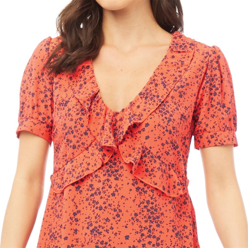 Brave Soul Damen Milly Kleid Orange/Rot