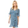 Brave Soul Womens Milton Dress Navy Blue Floral Combo