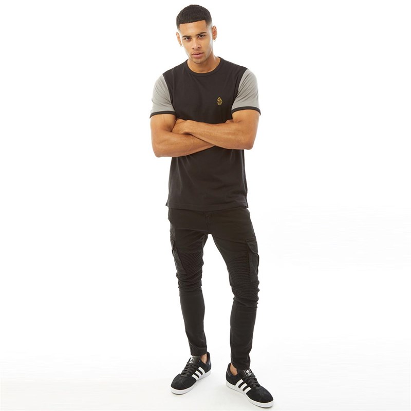 Brave Soul Mens Desert Biker Cargo Trousers Black