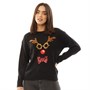 Brave Soul Damer Christmas Red Nose Reindeer Sweater med julemotiv Sort