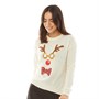 Brave Soul Damer Christmas Red Nose Reindeer Sweater med julemotiv Ecru