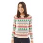 Brave Soul Womens Christmas Pims Jumper Pink Multi