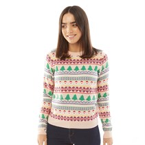 Brave Soul Womens Christmas Pims Jumper Pink Multi