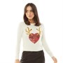 Brave Soul Damer Christmas Heart Sweater med julemotiv Ecru