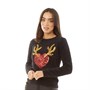 Brave Soul Pull de Noël Christmas Heart Femme Noir