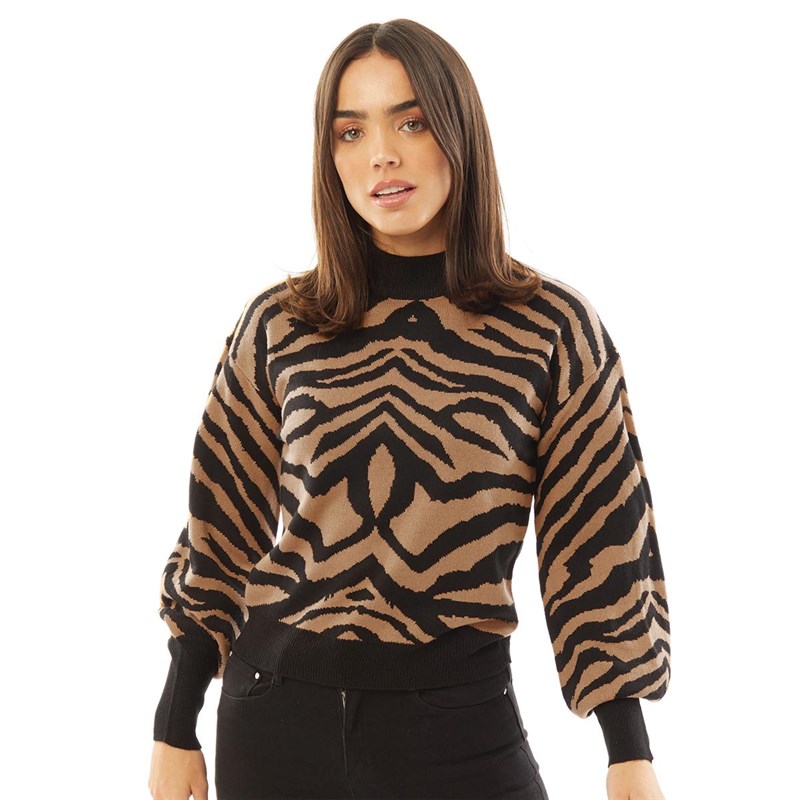 Brave Soul Womens Simonet Jumper Black/Fawn