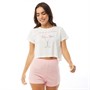 Brave Soul Womens Christmas Drink Up Shortsie Pyjama Set White/Pink