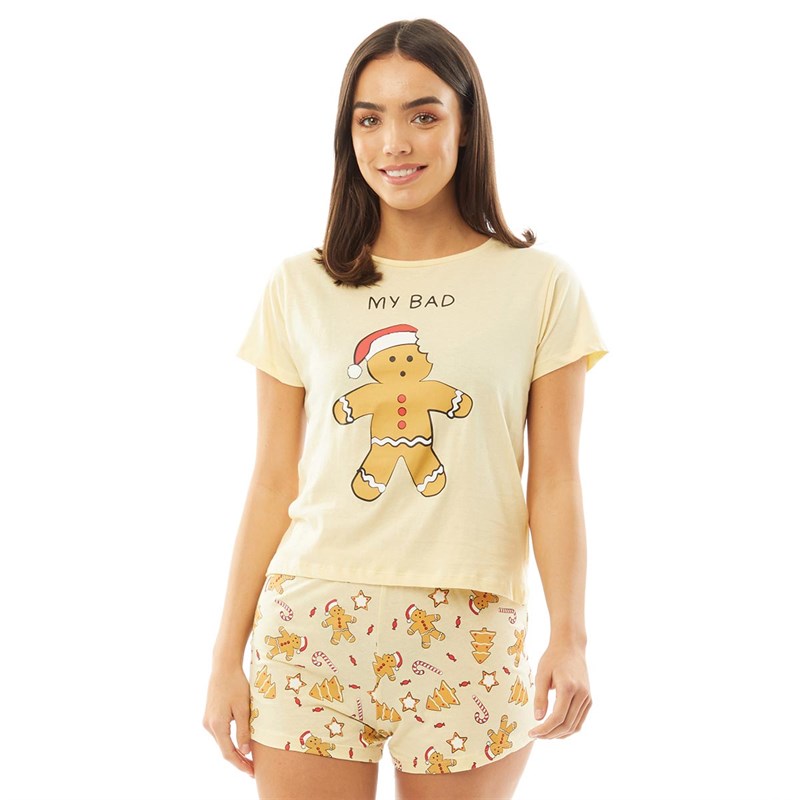 Brave Soul Pyjama Christmas Ginger Femme Jaune Pâle