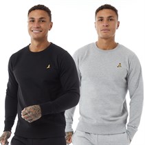 Brave Soul Mens Two Pack Lennon Crew Sweatshirts Black/Grey