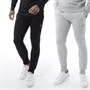 Brave Soul Mens Two Pack Harrison Joggers Black/Grey